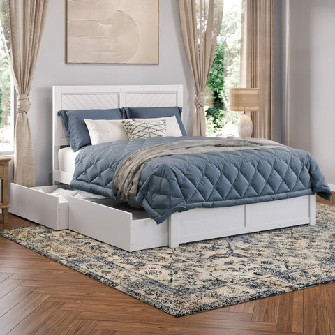 AFI, Canyon King Solid Wood Storage Platform Bed with Footboard & Set of 2 Storage Drawers, White