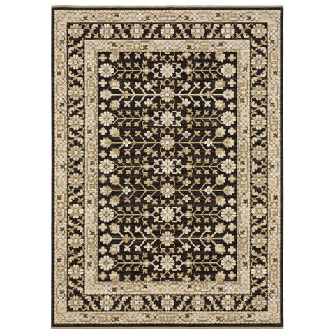 Oriental Weavers Acacia Machine Woven Area Rug - ACA10-9'10" x 12'10" - in Black/Beige - Traditional Style Living Room, Family Room, Dining Room Rug
