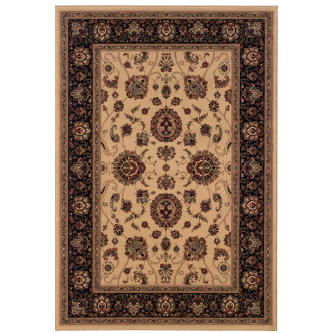 Oriental Weavers Ariana Area Rug - 130/7-8' Square - in Ivory/Black - Vintage Inspired, Stain Resistant, Family and Pet Friendly, Dining Room Rug