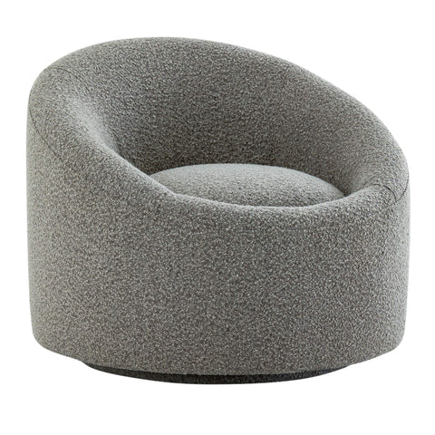 Pasargad Home Sienna Modern Swivel Base Barrel Chair, Grey Accent Chair with Solid Wood Frame for Living Room, Bedroom, or Home Office