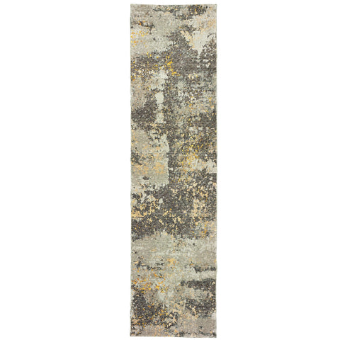 Oriental Weavers Evolution Area Rug - 8025B - 2'3" x 8' - in Grey/Gold - Modern Style, Stain Resistant, Family and Pet Friendly, Entryway, Hallway Runner Rug