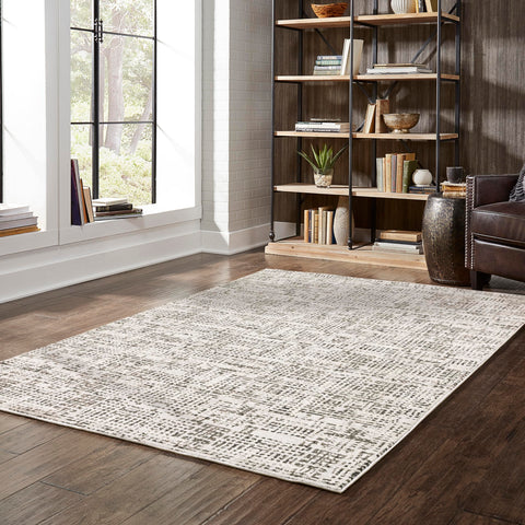 Oriental Weavers Nebulous Area Rug - 2060W - 9'10" x 12'10" - in Ivory/Grey - Modern Style, Stain Resistant, Family and Pet Friendly, Family, Dining, Living Room Rug