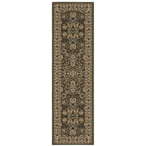 Oriental Weavers Ariana Area Rug - 213G8-2'7" x 9'4" - in Green/Ivory - Vintage Inspired, Stain Resistant, Family and Pet Friendly, Entryway, Hallway Runner Rug