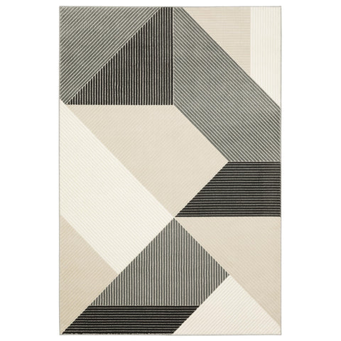 Oriental Weavers Raylan Area Rug - RAY07-7'10" x 10'10" - in Ivory/Black - Modern Style, Stain Resistant, Family and Pet Friendly, Dining, Living Room Rug