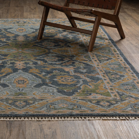 Oriental Weavers Majorca Hand-Made Wool Area Rug - MAJ03-8' x 10' - in Blue/Green - Vintage Inspired, Hand-Made Wool Rugs, Dining, Living Room Rug