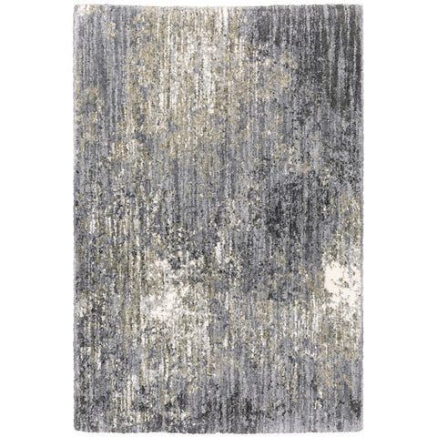 Oriental Weavers Aspen Shag Area Rug - 2060W - 9'10" x 12'10" - in Grey/Ivory - Plush Soft Shag, Modern Style, Stain Resistant, Cushion Feel, Family, Dining, Living Room Rug