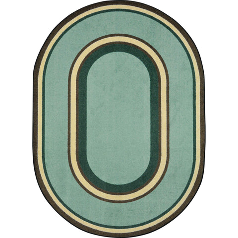 Joy Carpets Kid Essentials Ripples Misc Sold Color Area Rugs, 7'8" x 10'9" Oval, Woodland