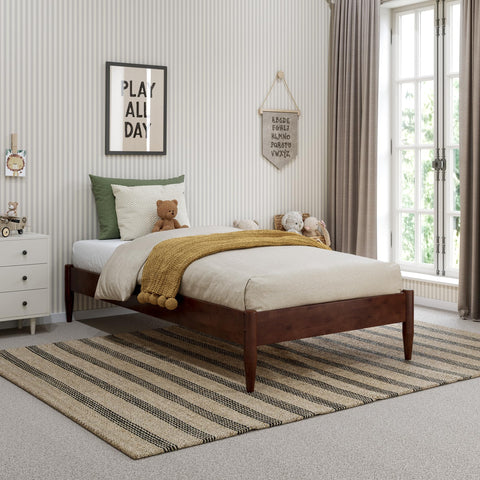 AFI, Pasadena 14" Twin Wood Mid Century Modern Low Profile Platform Bed, Walnut