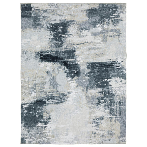 Oriental Weavers Sumter Washable Area Rug - SUM12-7'6" x 10' - in Ivory/Grey - Modern Style, Non-Slip, Stain Resitant, Ultra Low Pile, Dining, Living Room Rug