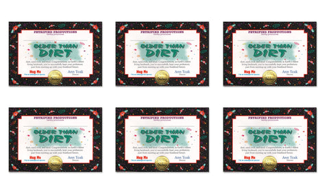 Beistle 6-Pack Older Than Dirt Certificate, 5 by 7-Inch