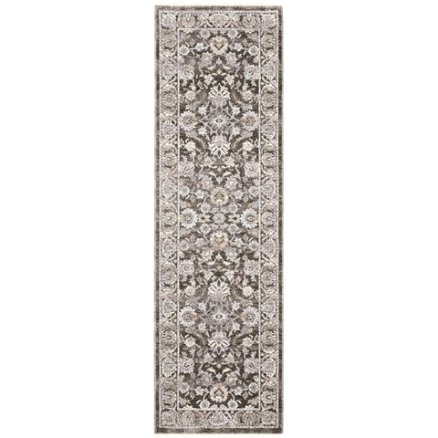 Oriental Weavers Maharaja Area Rug - 070N1-2'3" x 7'6" - in Grey/Ivory - Vintage Inspired, Stain Resistant, Family and Pet Friendly, Entryway, Hallway Runner Rug
