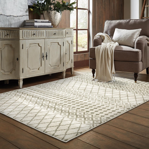 Oriental Weavers Georgia Area Rug - 717B0-7'10" x 10' - in Ivory/Grey - Scandinavian Inspired, Stain Resistant, Family and Pet Friendly, Dining, Living Room Rug