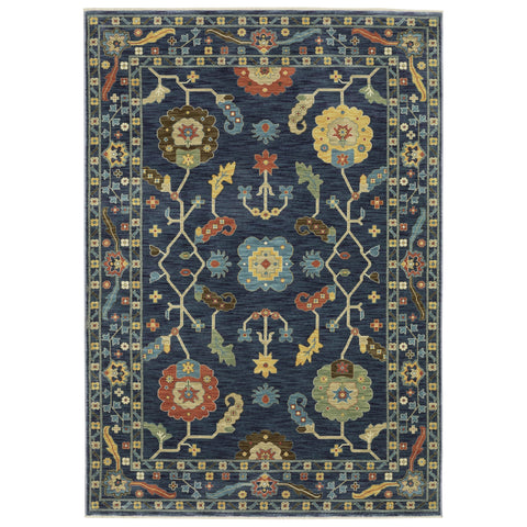 Oriental Weavers Francesca Area Rug - FR03F - 2' x 3' - in Blue/Gold - Vintage Inspired, Stain Resistant, Family and Pet Friendly, Entryway, Bathroom Accent Rug