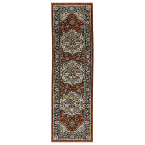 Oriental Weavers Aberdeen Area Rug - 1144R - 2'3" x 7'6" - in Red/Blue - Vintage Inspired, Stain Resistant, Family and Pet Friendly, Entryway, Hallway Runner Rug