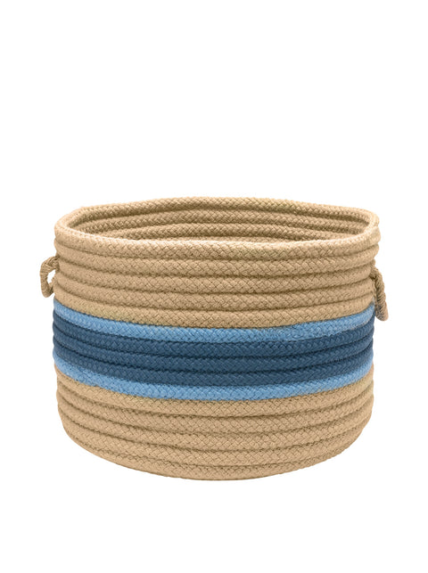 Garden Banded Round Basket - Jasmine/Blue Ice 18inch x18inch x12inch