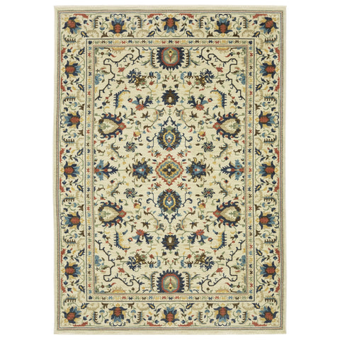 Oriental Weavers Francesca Area Rug - FR10A - 9'10" x 12'10" - in Ivory/Multi - Vintage Inspired, Stain Resistant, Family and Pet Friendly, Family, Dining, Living Room Rug