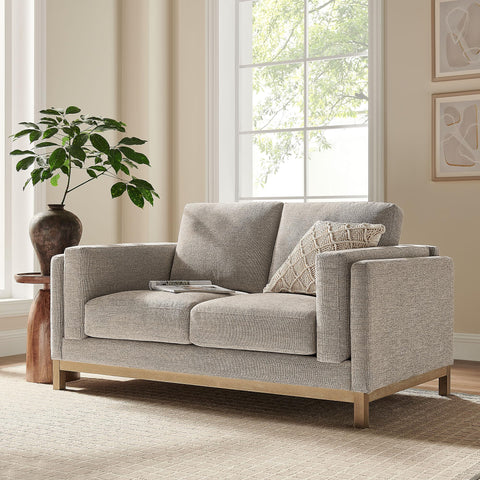 Modway Roscoe 63 Inch Fabric Loveseat in Pewter - Comfortable Upholstered 2 Seater Couch for Living Room, Apartment, or Office Seating