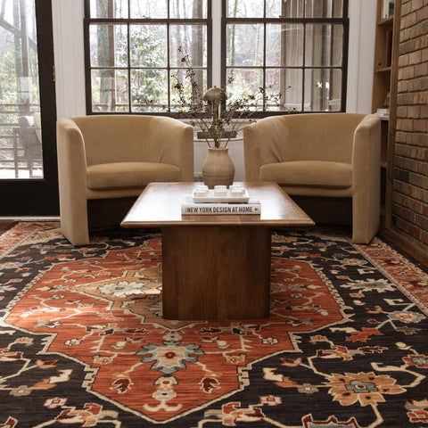 Oriental Weavers Lilihan Wool Blend Area Rug - 4929A - 9'10" x 12'10" - in Black/Rust - Vintage Inspired, Wool Blend, Family, Dining, Living Room Rug
