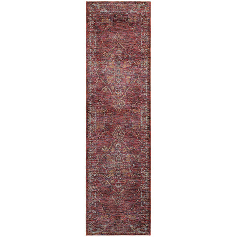Oriental Weavers Andorra Area Rug - 7135E - 2'3" x 8' - in Red/Gold - Vintage Inspired, Stain Resistant, Family and Pet Friendly, Entryway, Hallway Runner Rug