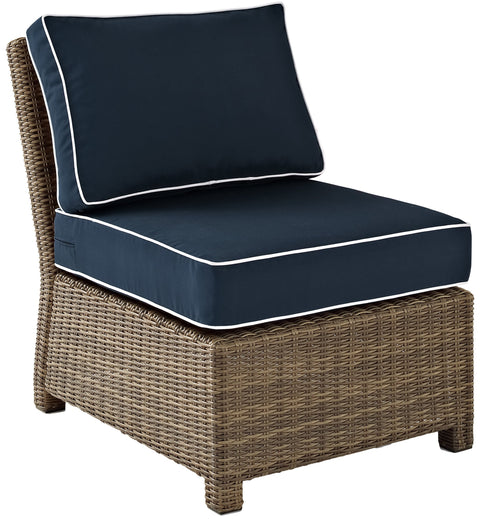 Bradenton Wicker Armless Outdoor Sectional Chair Navy/Weathered Brown