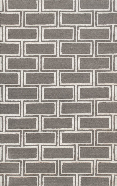 Pasargad Home Edgy Collection Hand-Tufted Grey/Ivory Bsilk & Wool Area Rug with Cotton Backing- 5' 0'' X 8' 0''