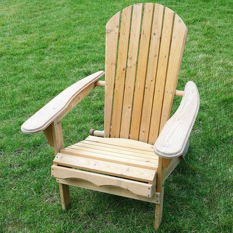 StarSun Depot Folding Adirondack Chair for Patio Garden in Natural Wood Finish