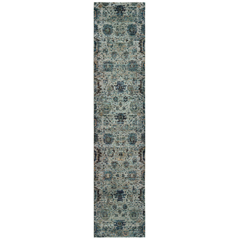 Oriental Weavers Andorra Area Rug - 7120A - 2'6" x 12' - in Blue/Navy - Vintage Inspired, Stain Resistant, Family and Pet Friendly, Entryway, Hallway Runner Rug
