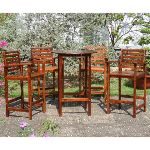 International Caravan Highland 5-Piece Acacia Bar-Height Dining Set