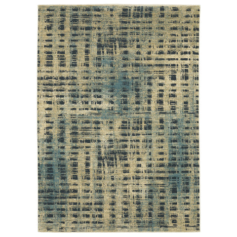 Oriental Weavers Reed Area Rug - RE07B - 9'10" x 12'10" - in Beige/Blue - Modern Style, Stain Resistant, Family and Pet Friendly, Family, Dining, Living Room Rug