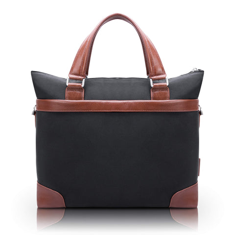 McKleinUSA EASTWARD, 1680D Ballistic Nylon with Leather Trim, 15" Nylon, Two-Tone, Laptop & Tablet Briefcase, Black (78395)