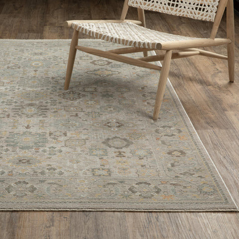 Oriental Weavers Keaton KEA06 - Machine-Woven Area Rug - 2'3" x 7'6" - in Beige/Blue - Traditional Style Hallway, Entryway, Kitchen, Bathroom Rug