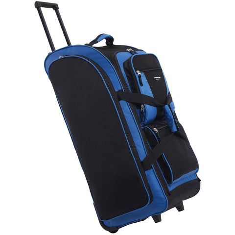 Travelers Club 30" Xpedition Upright Rolling Travel Duffel Bag, Neon Blue, Large
