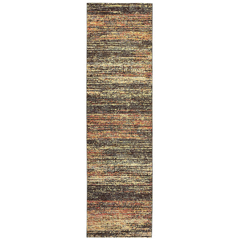 Oriental Weavers Atlas Area Rug - 8037C - 2'6" x 12' - in Gold/Charcoal - Modern Abstract Style, Stain Resistant, Family and Pet Friendly, Entryway, Hallway Runner Rug