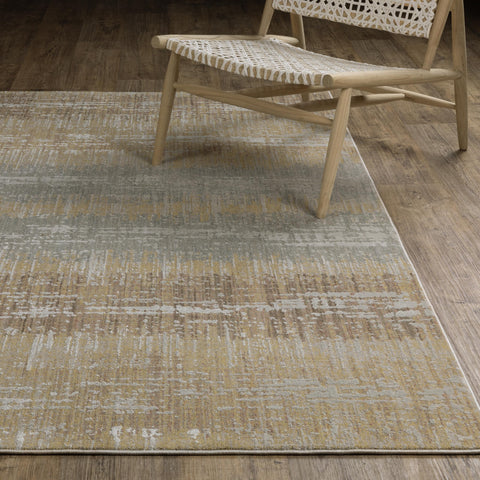 Oriental Weavers Mallory Area Rug - MAL06-6'7" x 9'6" - in Gold/Brown - Contemporary Style, Stain Resistant, Family and Pet Friendly, Dining, Living Room Rug