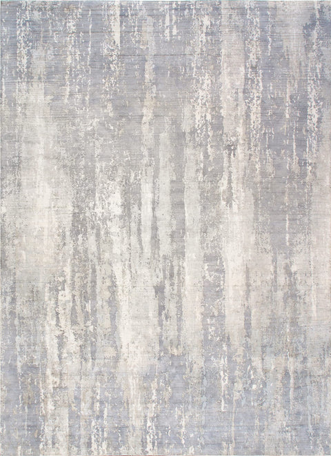 Pasargad Home Beverly Collection Bamboo Silk Area Rug, Hand-Loomed Construction Abstract Rugs for Living Room, Bedroom, Home Office,12' 0" X 15' 0" Grey