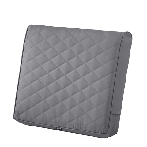 Classic Accessories Montlake FadeSafe Water-Resistant 25 x 22 x 4 Inch Wide Back Patio Quilted Lounge Cushion, Grey