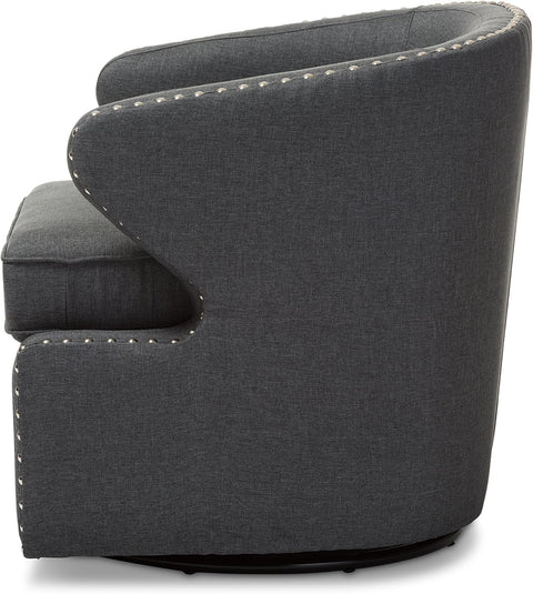 Baxton Studio Finley Mid Century Modern Fabric Upholstered Swivel Armchair, Grey
