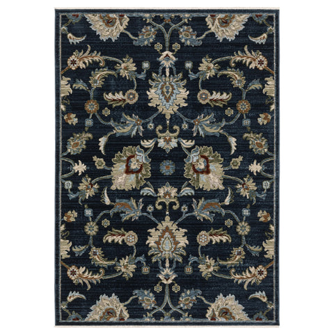 Oriental Weavers Capella Area Rug - CAP05-3'3" x 5' - in Navy Blue/Multi - Vintage Inspired, Stain Resistant, Family and Pet Friendly, Entrway, Bedroom Rug