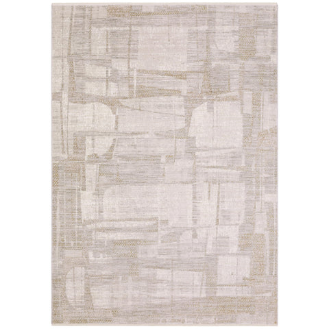 Oriental Weavers Branigan BRG04 - Machine Woven Indoor Area Rug - 5'3" x 7'6" - in Ivory/Gold - Contemporary Style Entryway, Bedroom, Bathroom Rug
