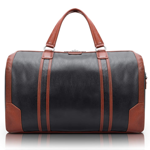 McKlein Kinzie, Pebble Grain Calfskin Leather, 20" Two-Tone, Tablet Carry-All Duffel, Duffel Bags, Travel Duffel Bag, Weekender Bags, Overnight bags, Large Capacity Travel Bag Crossbody bag