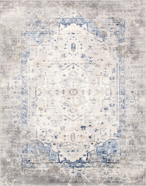 Pasargad Home Efes Design Turkish Area Rug, L. Grey and L. Blue Fabric Rugs for Living Room, Bedroom, Home Dining- 8' 6" X 11' 6"