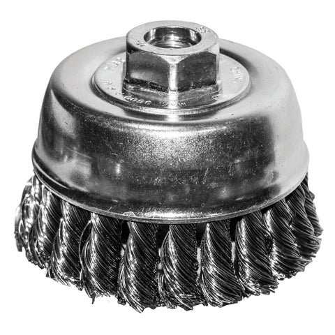 Century Drill & Tool 76021 2-3/4" Coarse Knot Cup Brush, 5/8" X 11" Arbor, 12,500 RPM Max - Heavy-Duty Cleaning and Surface Prep on Concrete and Metal