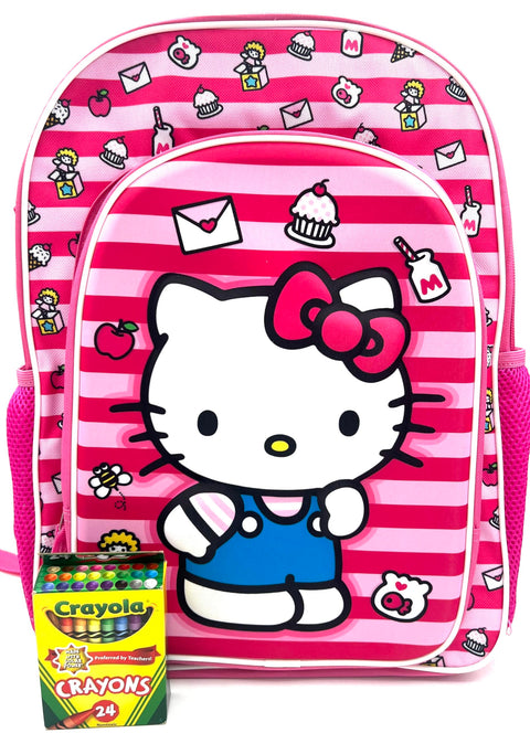 Fast Forward Hello Kitty 16" Backpack with Molded Front Pocket and Printed Straps with 24Pk Crayons for Girls - Perfect for Any Occasion!