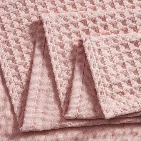 Dolce Mela Waffle Bath Towels - Luxury Sauna & Shower Towels (Pink) - Set of 2 - SKU # TW140-2-PK