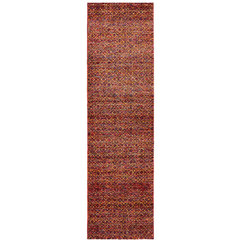 Oriental Weavers Atlas Area Rug - 8048K - 2'6" x 12' - in Red/Rust - Soft Modern Style Area Rug, Stain Resistant, Family and Pet Friendly, Entryway, Hallway Runner Rug