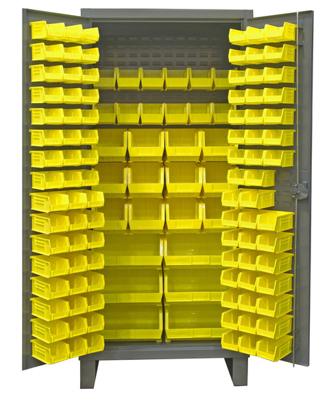 Durham Extra Heavy Duty Welded 12 Gauge Steel Cabinet with 128 Bins, HDC36-126-95, 24" Length x 36" Width x 78" Height