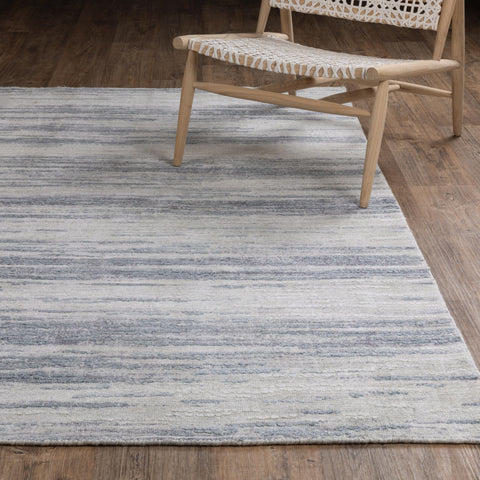 Oriental Weavers Clarke Hand-Made Wool Blend Area Rug - CLA04-2'6" x 10' - in Ivory/Blue - Soft Modern Style Area Rug, Hand-Made Wool and Viscose Rugs, Entryway, Hallway Runner Rug