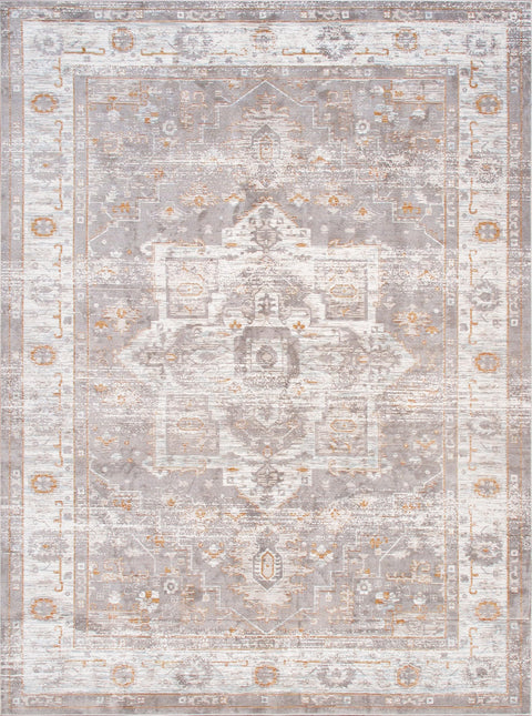 Pasargad Home Turkish Heritage Collection Area Rug, Oriental Pattern Grey/Ivory Rugs for Living Room, Bedroom, Home Dining -10' x 14'