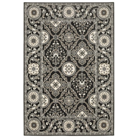 Oriental Weavers Raylan Area Rug - RAY05-9'10" x 12'10" - in Charcoal/Grey - Vintage Inspired, Stain Resistant, Family and Pet Friendly, Family, Dining, Living Room Rug