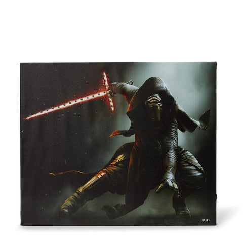 Official Star Wars Illuminated Canvas Wall Art - 23.9 x 19.9-Inch Kylo Ren Print Decor - Framed Movie Painting for Bedroom, Bathroom, Living Room - Licensed Disney Items